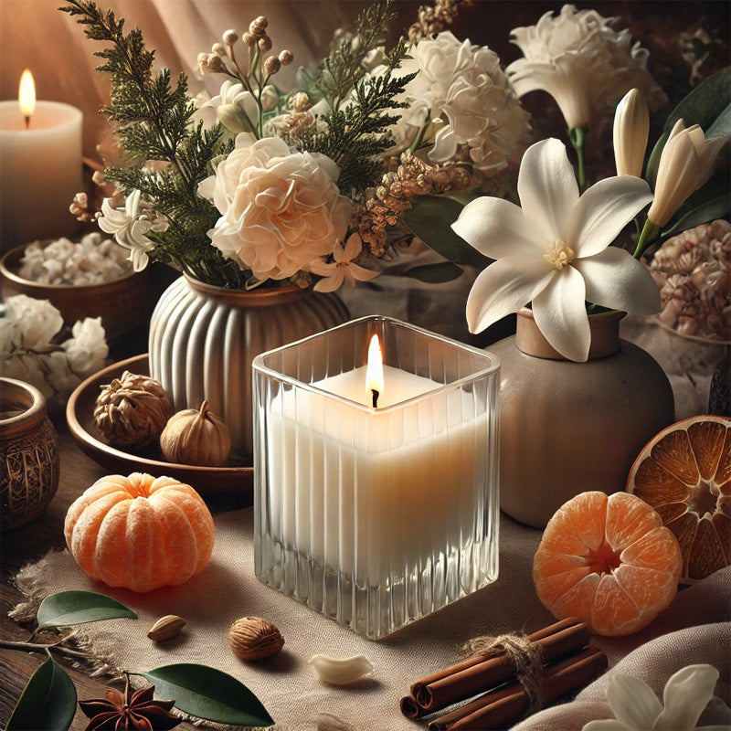 Parfum Douceur d’Ylang aux notes florales d’ylang-ylang, mandarine et jasmin, dans une ambiance douce et ensoleillée