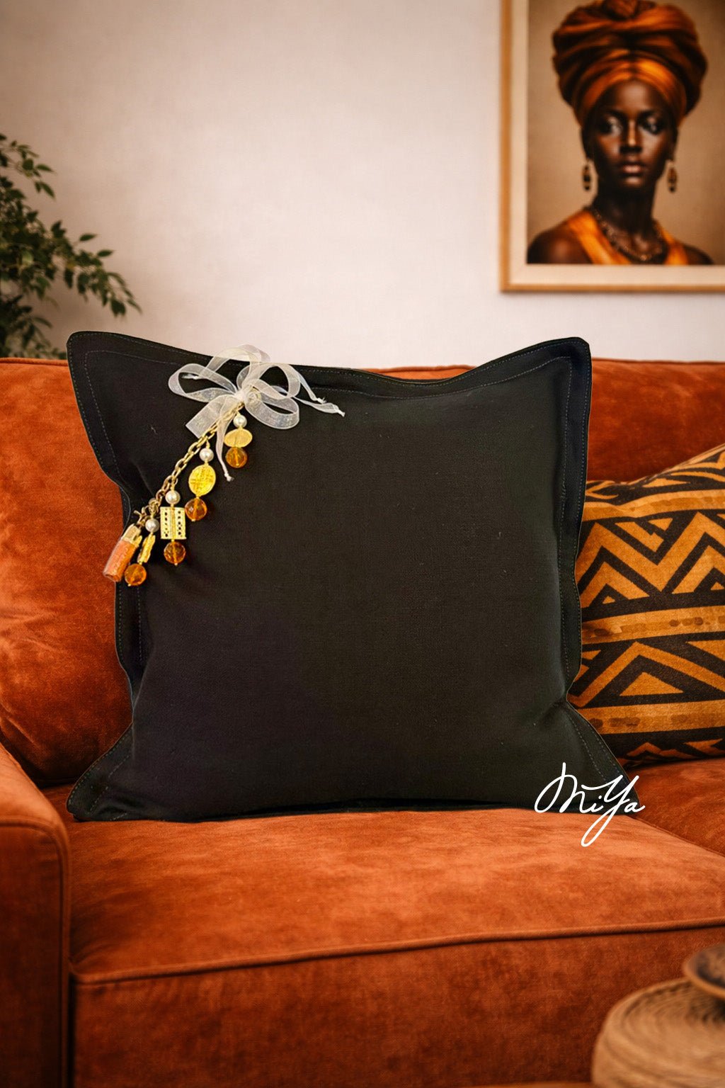 Coussin en lin noir Sierra | MIYA - MIYA