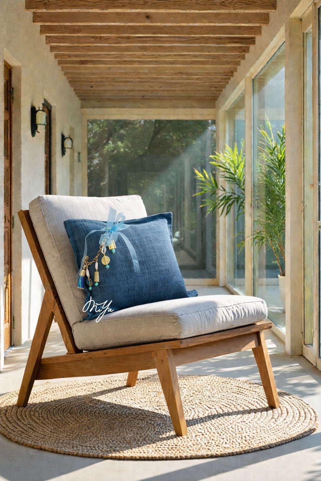 Coussin en lin bleu Sierra | MIYA - MIYA