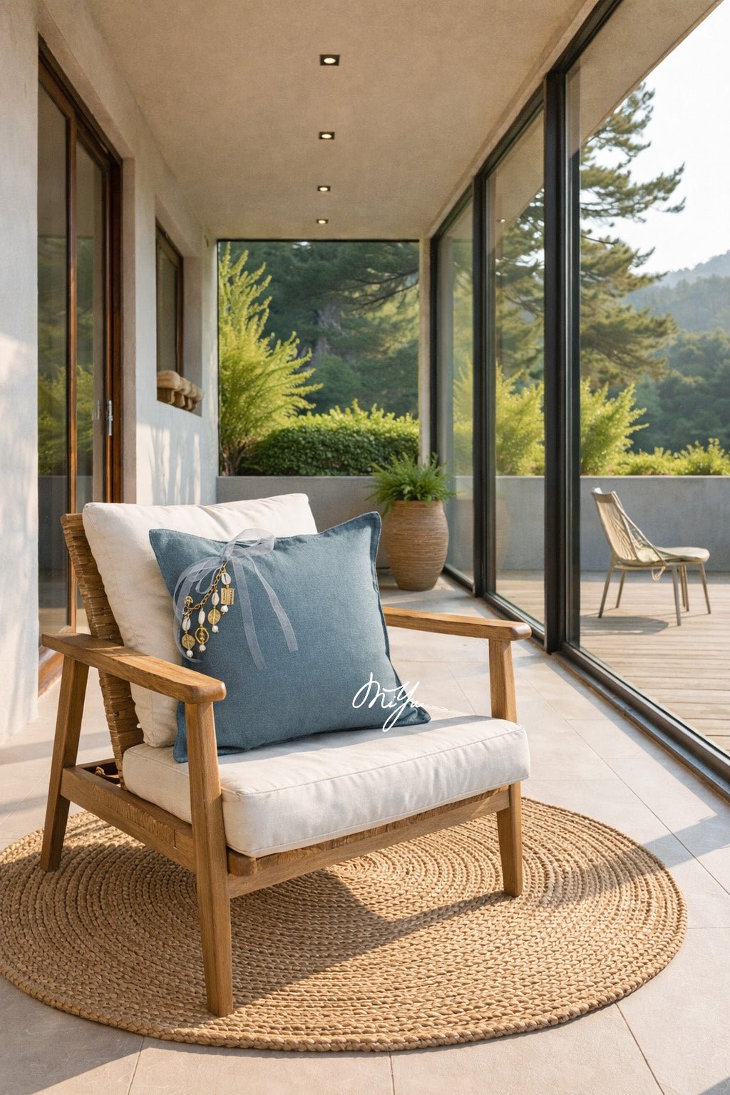 Coussin en lin bleu Sierra | MIYA - MIYA