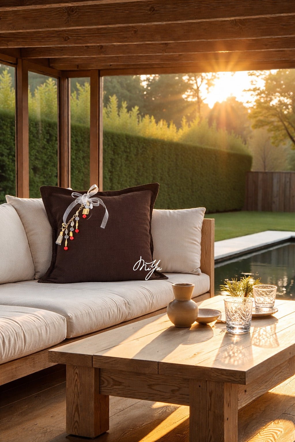 Coussin en lin marron Sierra | MIYA - MIYA