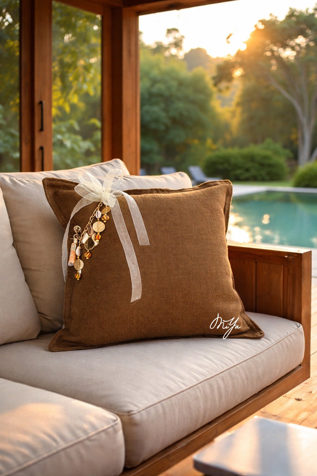 Coussin en lin marron Sierra | MIYA - MIYA