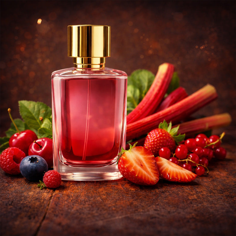 Parfum MIYA Méli Mélo Fruits Rouges & Rhubarbe aux notes fruitées et acidulées de fruits rouges et rhubarbe