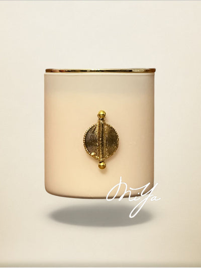 Bougie parfumée artisanale MIYA Nude Harmony Blanc à la cire naturelle de soja  avec poids Baoulé | MIYA