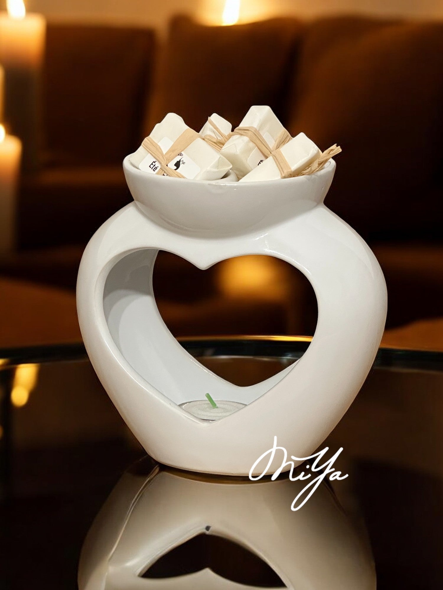 Brûleur Coeur Aromatique | Blanc - MIYA’s BOUTIQUES